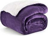 Bedsure Sherpa Fleece Throw Blanket Purple 150x200cm Double/Twin