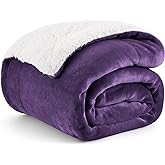 Bedsure GentleSoft Sherpa Fleece Throw Blanket for Couch, Non-Heated, Thick and Warm Throw Gifts for Women and Girls, Soft Fuzzy Plush Christmas Blanket for Winter, Purple, 50x60 Inches