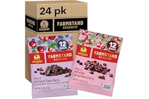 Sun-Maid Farmstand Reserve 24 Count Variety Pack - 0.8 oz Snack Bag – (12) Whole Dried Cranberries and (12) Dried Mixed Berries (Amazon Exclusive)