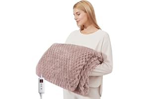 GarveeHome Heated Blanket Electric Blanket Throw Size 50 in x60 in, 6 Heating Levels & 9 Hours Auto Shut Off, Cozy Soft Fleece Fast Heating Blankets Gift, Machine Washable, Pink