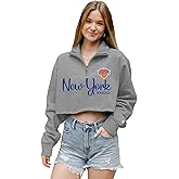 Blue 84 NBA womens Nba Officially Licensed Women's Cropped Quarter Zip Sweatshirt Graphite