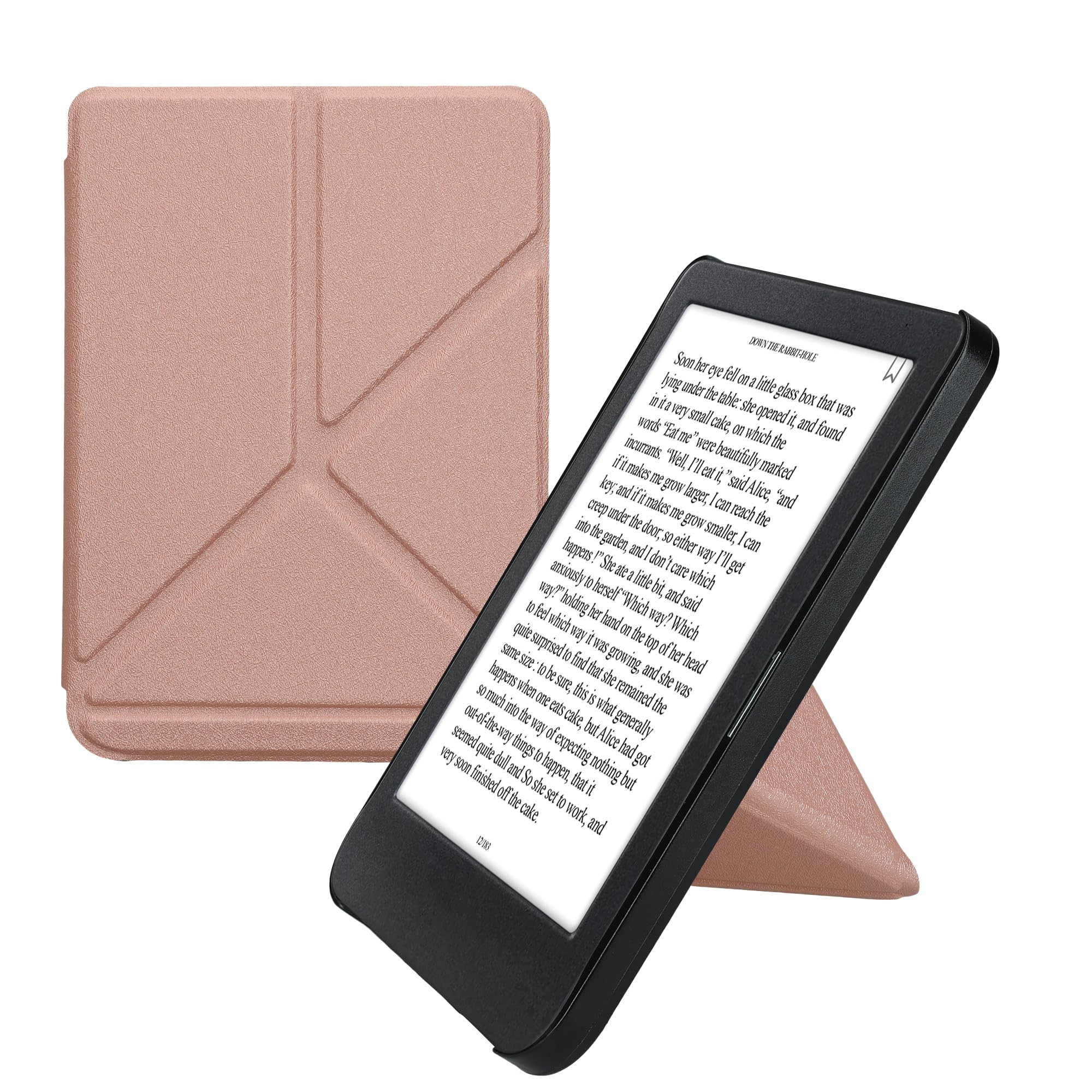 kwmobile Origami Cover for Kobo Clara BW/Colour Case - Slim PU Leather eReader Cover with Stand and auto sleep funktion - Rose Gold — image 1