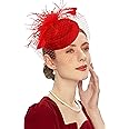 Fascinators Hats 20s 50s Hat Pillbox Hat Cocktail Tea Party Headwear with Veil for Girls and Women