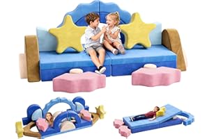 CoziBB 24Pcs Modular Kids Play Couch, Toddler Couch with Convertible and Multifunctional Foam for Inspiring Child Creativity, Kids Couch for Playroom Bedroom - Sea Theme