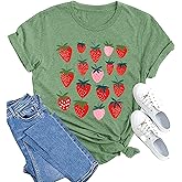 MAIHUN Strawberry Shirts Fruit Tshirts Strawberries Graphic Tee Garden Clothing Gardener Gift Tops