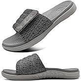 ONCAI Mens Sandals, Arch Support Sport Slides Open Toe Adjustable Straps Orthotic Cushioned Footbed for Plantar Fasciitis Rubber Soles Size 7.5-15