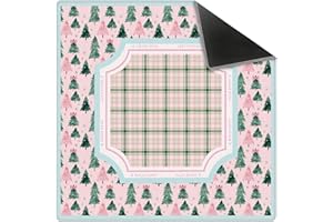 KRHFG Christmas Tree Mahjong Mat 31.5" x 31.5", Pink and Green Plaid Christmas Non-Slip Noise Reduction Mahjong Table Cover Accessories and Supplies for Dominoes Poker Card Board and Tile Games Gifts