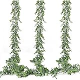 Hatoku 3 Pack Artificial Eucalyptus Garland Bulk Greenery Garland Decor, Fake Vines Faux Hanging Plant Garland for Table Wall