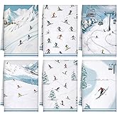 Preboun 6 Pcs Winter Ski Kitchen Towels Winter Decorative Christmas Hand Towels White Cold Color Ski Themed Dish Cloth Farmhouse Tea Cloth Kitchen Accessories Bathroom Decor Souvenir Gifts