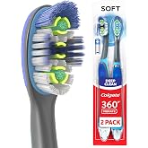 Colgate 360 Advanced Floss Tip Soft Toothbrush, 2 Pack | Adult Manual Toothbrushes, Advanced Floss-Tip Cleaning Bristles, Easy-To-Open, Recyclable Packaging