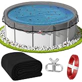 24FT Pool Leaf Net Cover Round Pool Net Cover for Above Ground Pool | 0.2'' Heavy Duty Pool Cover with Winch and Cable for Leaves and Debris