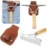 1 Set Horse Show Comb Brush Holder Cattle Race Grooming Brush Show Comb | Horses Mane and Tail Brushes with Wood Handle Livestock Supplies for Cow Pet Dog Cattlles Cows Goat Sheep