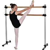 Traditional Real Wood Portable Double Freestanding 4 Foot Ballet Barre, Stretch/Dance Bar, 4 Feet Fitness Barre - 29 inch Base