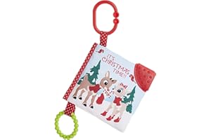 KIDS PREFERRED Rudolph The Red-Nosed Reindeer On The Go Teether Book, Soft Crinkle, Mirror, Christmas Holiday Toy, Boys & Girls 0 and up, 5 Inches