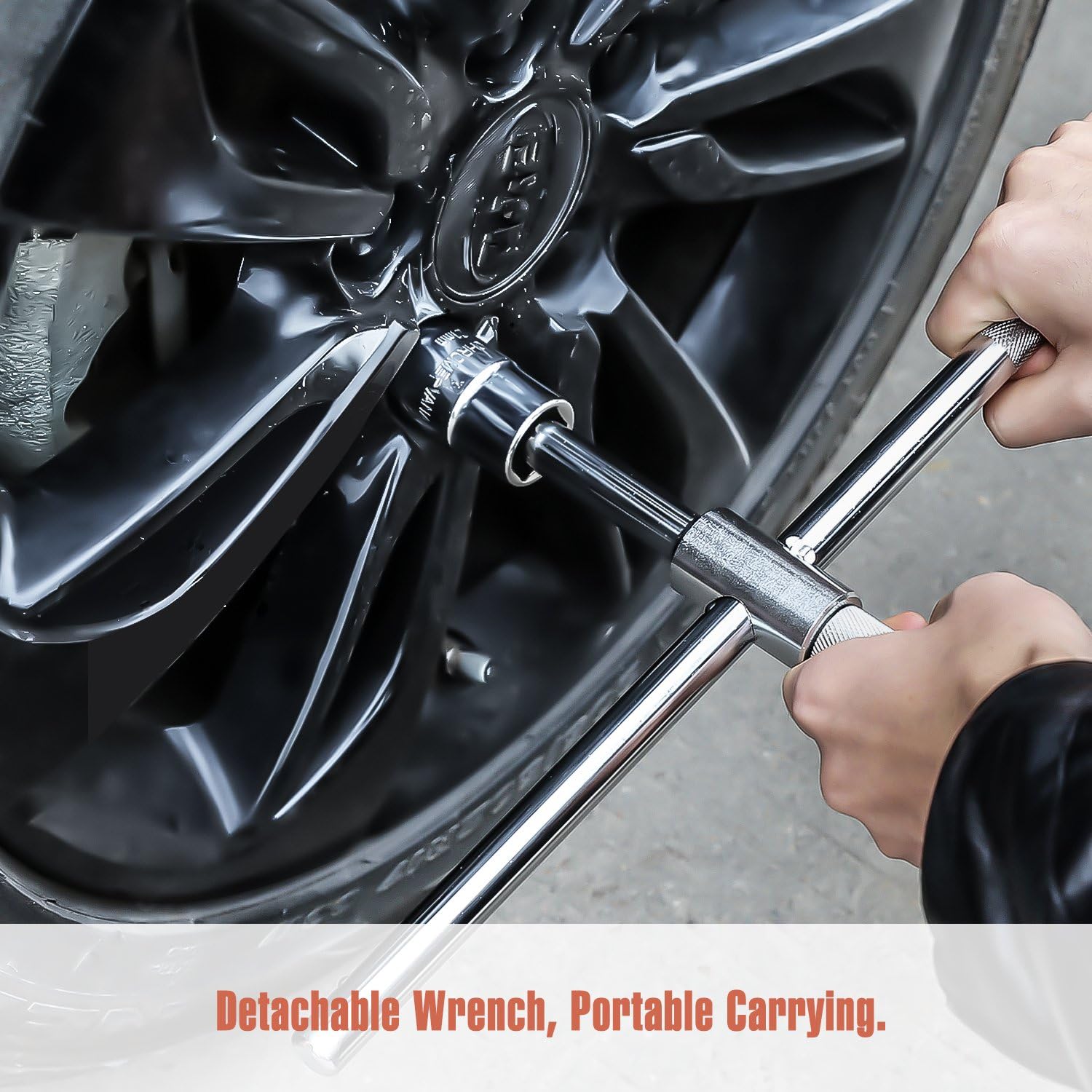 MoKo Universal Lug Wrench, Detachable 4-Way Cross Wrench with 17mm 19mm 21mm 23mm Standard Sockets Universal Car Vehicle Auto Tire Tool Wheel Brace - Silver: Automotive