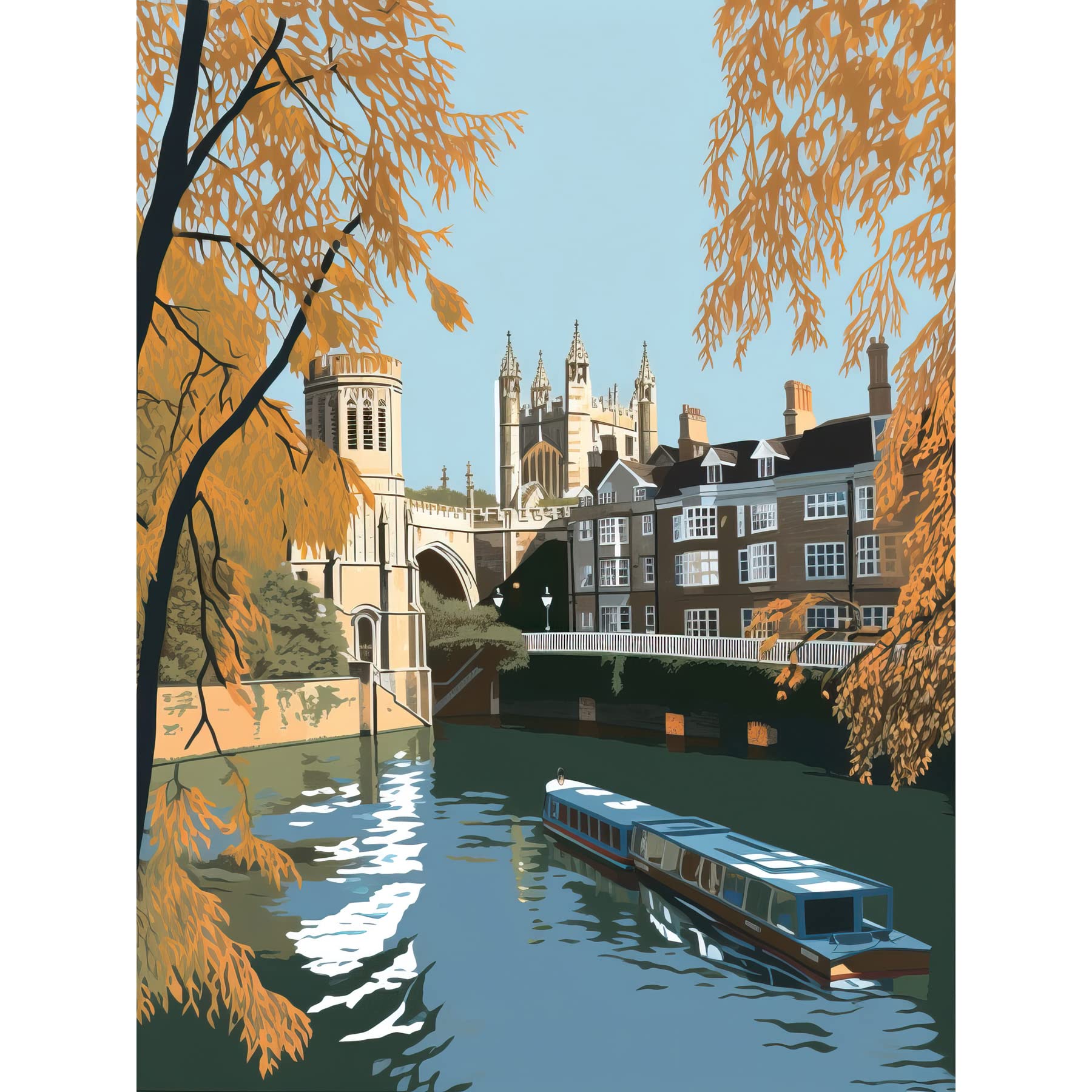 Artery8 River Cam and University Buildings of Cambridge Extra Large XL Wall Art Poster Print