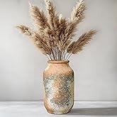 Wancetang Rustic Ceramic Flower Vase, 9 Inch Terracotta Vase, Farmhouse Decor for Table Living Room Shelf Home Decor Gift Terra
