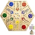 Wooden Board Game, Aggravation Board Game Original Marble Game Double Sided Painted 2 to 6 Player Fast Track Board Game Wooden with 6 Colors 24 Marbles 6 Dice for Adults Kids Family(15 INCH)