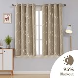Deconovo Blackout Curtains Silver Wave Foil Taupe W52 x L54 One Pair view 2