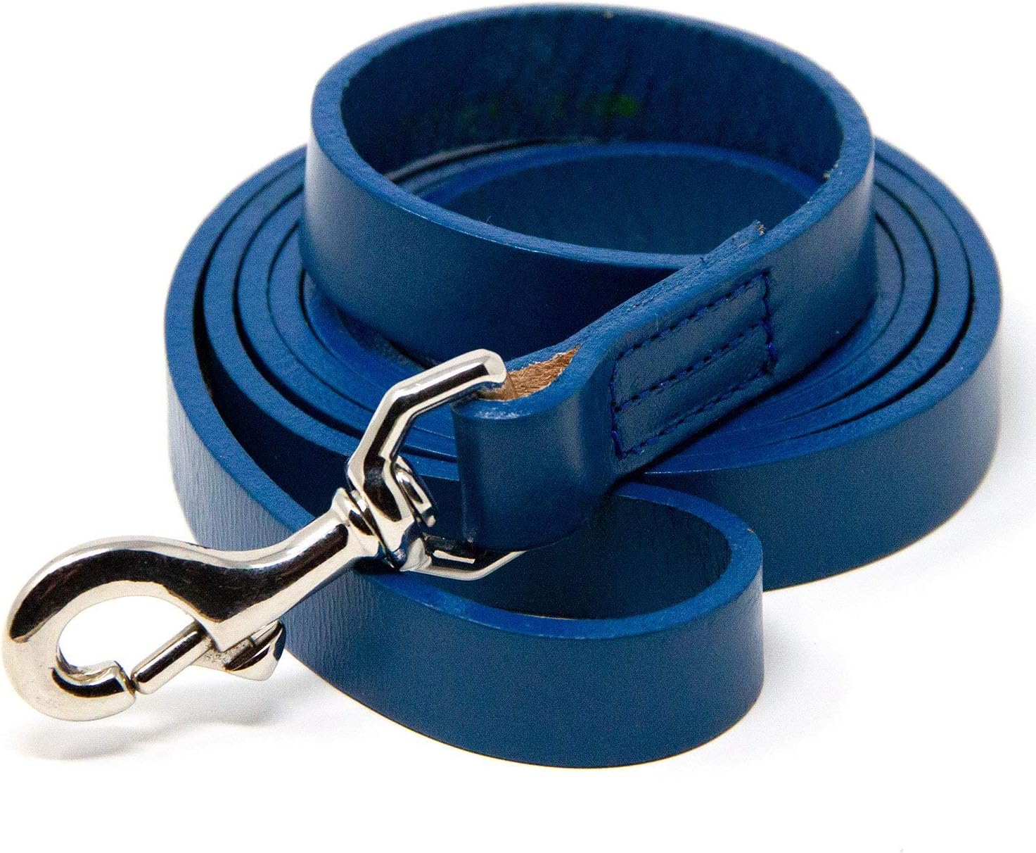 Logical Leather Dog Training Leash - Full Grain Leather Lead for Large Dogs - Blue