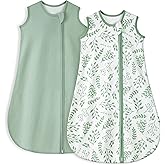 Yoofoss Baby Sleep Sack 6-12 Months TOG 1.0 Baby Wearable Blanket, 2 Pack 100% Organic Cotton Infant Toddler Sleeping Sack 2-Way Zipper Lightweight Sleep Sack