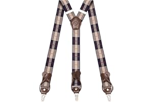 Kohentact Suspenders for Men with Clip & 6 Buttons 1.4in Y-Shape Stainless Steel