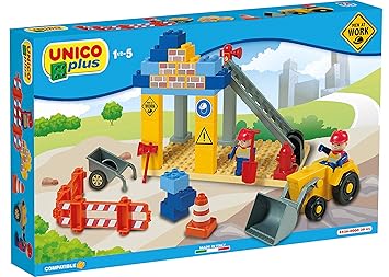 Unico Plus 8526 Baustelle mit Fahrzeugen Men at Work 39 TLG