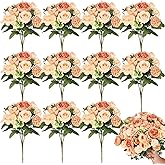 Olgaa 12 Bundles Peonies Artificial Flowers Silk Flowers Faux Peony Fake Peony Hydrangea Flower Bouquet Bulk for Vase Filler Centerpiece Table Decorations Wedding Arch Flowers (Yellow)