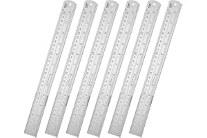 ZZTX Classic 12 Inch Stainless Steel Ruler Set of 6, Heavy Duty, Straight Edge, Non-Bendable, Rust & Corrosion Resistant