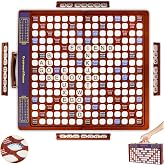 Crossword Game with Rotating Wooden Board, Foldable Board into Portable Carry Case, Luxury Edition Word Building Game with 100 Letter Tiles, Educational Family Board Game for 2-4 Players