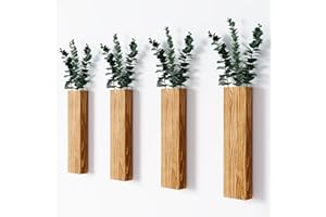 OSIVAEX 4 Pack Wood Wall Art Decor, Wooden Wall Planter for Indoor Plants, Modern Farmhouse Hanging Wall Planters for Artificial Flowers, Hanging Wall Planters for Bathroom Bedroom Living Room