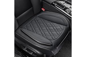 EIFBRISA Car Seat Cover Front PU Leather Seat Covers, 2Pcs Universal Bottom Seat Covers for Cars, Anti-Slip, Storage Bags,Full Wrapping Edge Fits 95% of Vehicles(1 Pair, Black Grid)