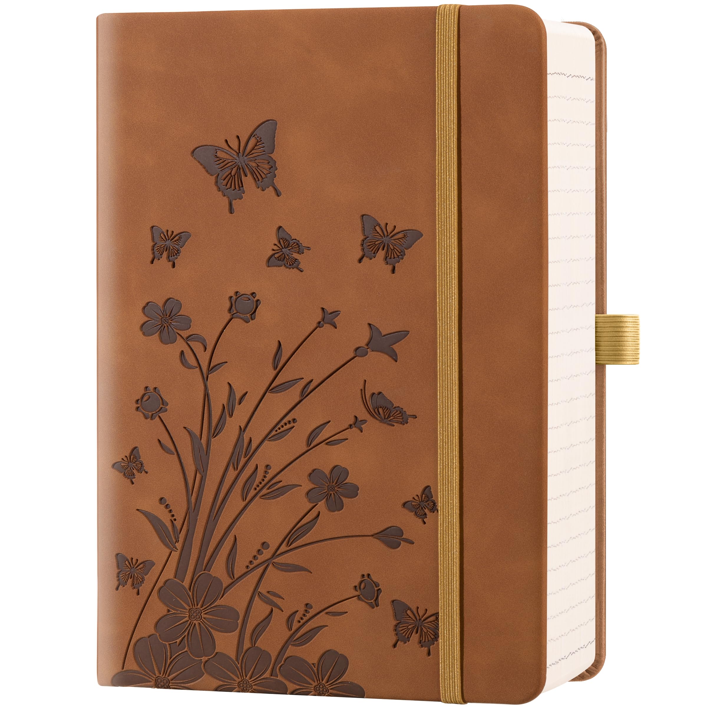HwxBen Lined Journal Notebook– 365 Pages,Hardcover Leather Journals for Women Writing, B5 7.7'' x 10''College Ruled 100 gsm Paper for Work,Note-Taking,Office,School,Home Supplies,Brown.