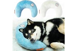 LOVMIOAW Cat Pillow, Dog Pillow, Claming Pillows for Small Dogs and Cats, Joint Relief Sleeping Improve Pet Neck Pillow， Deep Sleep Fluffy & Cozy Pet Calming Toy，Machine Washable(2 Pack(Blue&White))