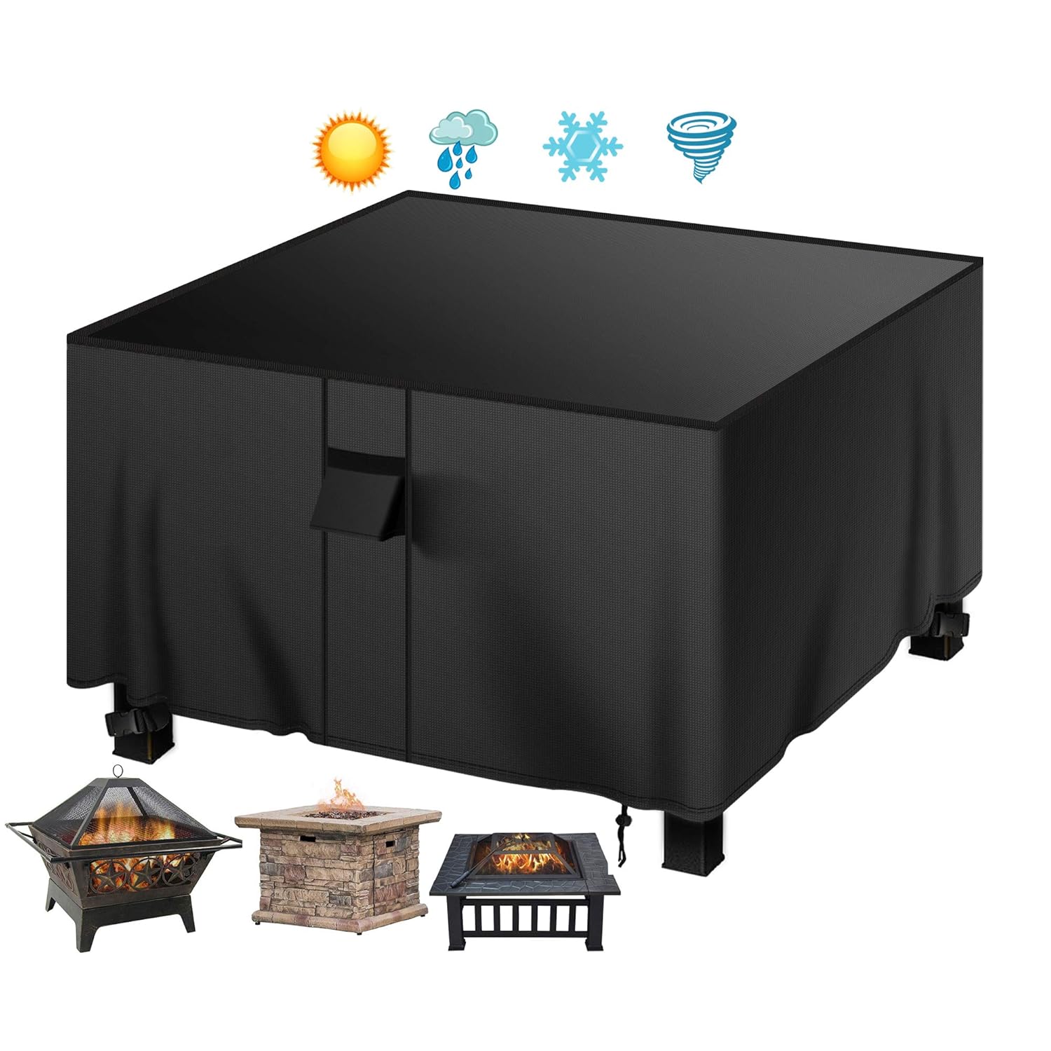 MENSBY Gas Fire Pit Cover Square 41x41x24 inch Fire Pit Table