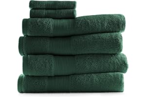 Hearth & Harbor Bath Towels for Bathroom - 100% Ring Spun Cotton Luxury Bathroom Towels - Ultra Soft & Highly Absorbent Bath Towels Set, 6 Piece Set (4 Bath Towels, 2 Washcloths) - Hunter Green