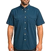 FH Outfitters Men’s Fishing Shirt Short Sleeve Button Down Quick Dry Outdoor Hiking Shirt Lightweight Breathable
