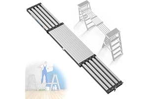 6'-9'5" Aluminum Work Plank, Nuvium Telescoping Plank Ladder Accessory Pro, 550 lbs Max Load, Fully Riveted Extension Plank(6'-9'5")