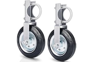 HTHOOOOOME 6 Inch Gate Wheels for Metal Tube Gate, Heavy Duty Gate Helper Wheel, Farm Gate Wheel with 1-5/8" Thru 2" Gate Frames, Gate Support Wheel for Chain Link Fence, Prevent Gate from Dragging,Silver-2 Pcs