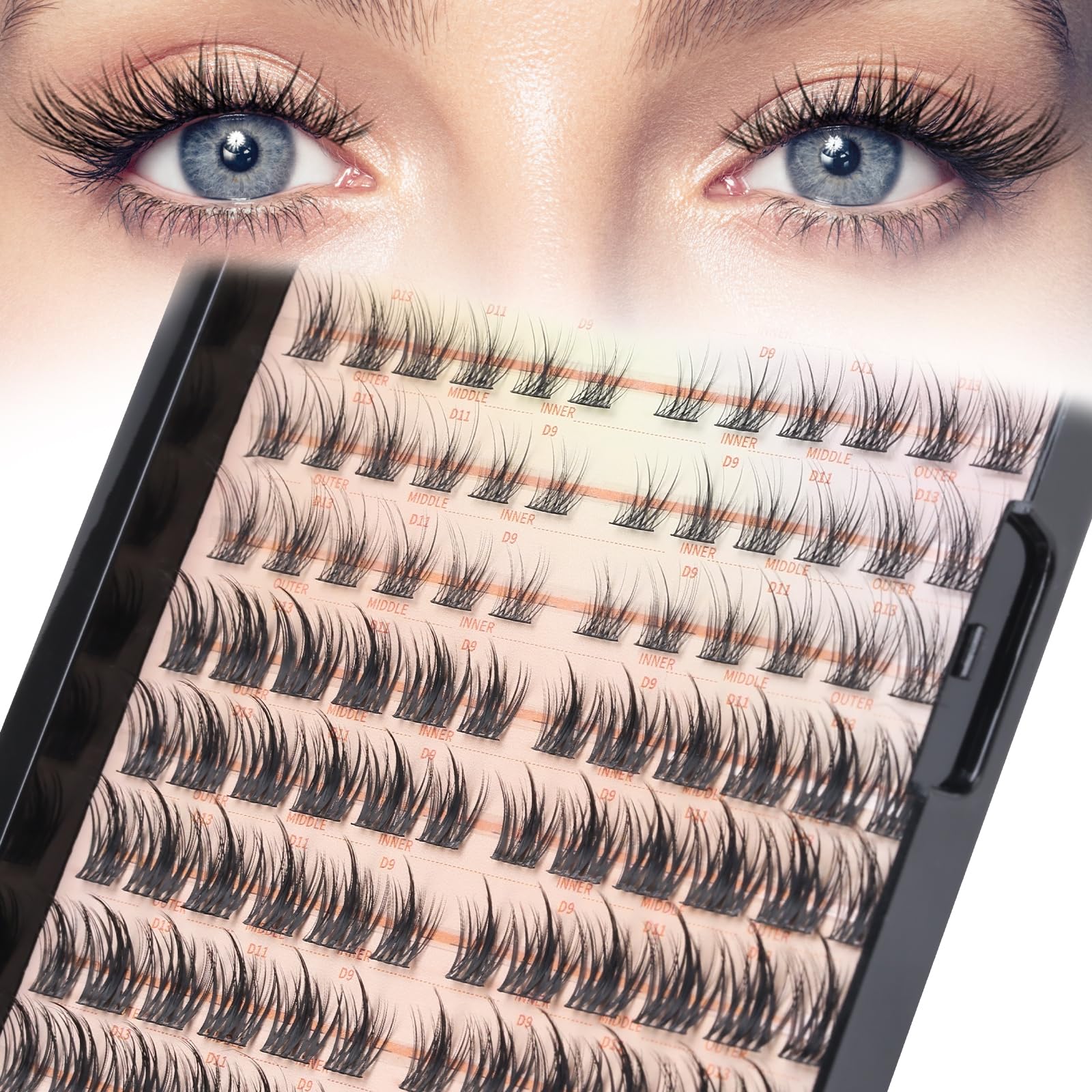 Mlen Diary 132Pcs Lash Clusters,9-14mm D Curl Individual Lashes,DIY Eyelash Extenisons,Natural Look Wispy Clusters Lashes Extensions Reusable Individuals — image 1