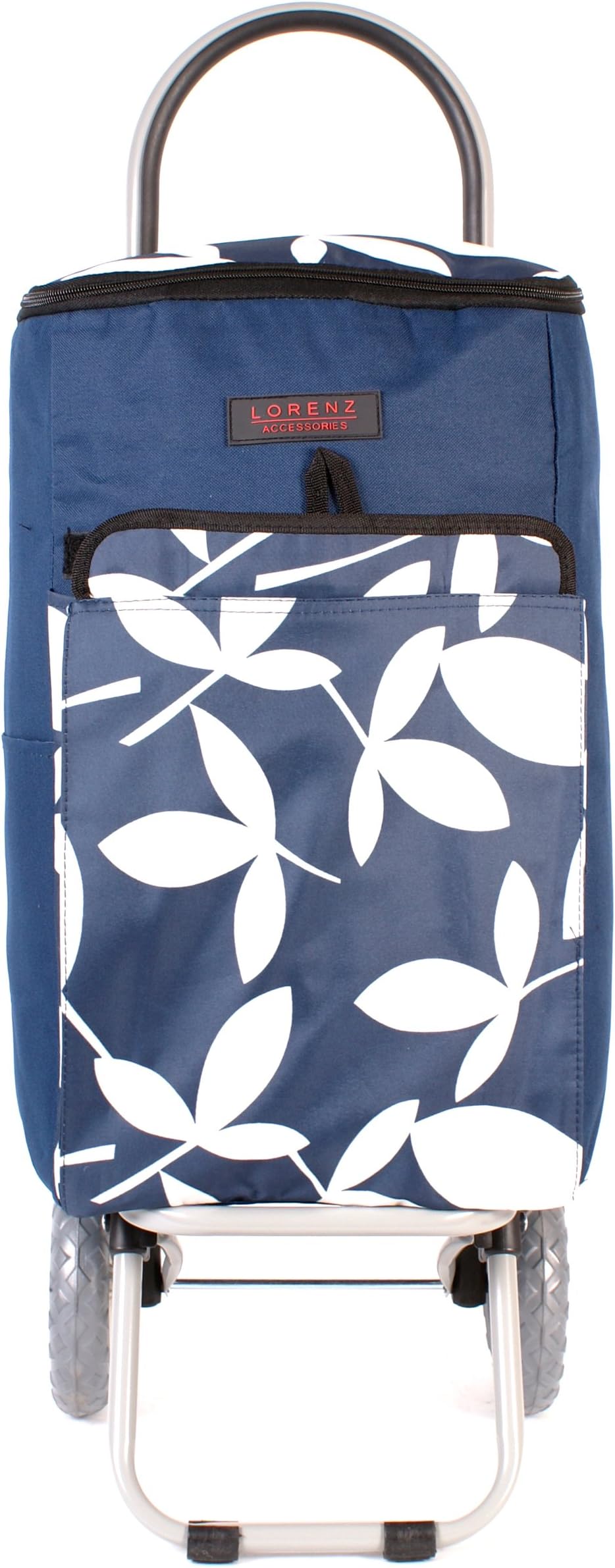6959 Summer Navy Flower Cool-Bag With Insulation Two Wheeled Collapsible Shopping Trolley