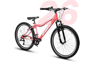 Ecarpat 24 26 Inch Women Girls Mountain Bike, Disc/V Brakes 21 Speeds Women Bike, Sturdy Steel Frame and Suspension Fork, Stylish Adult and Teens Bicycle for Urban Trail Snow Commuter