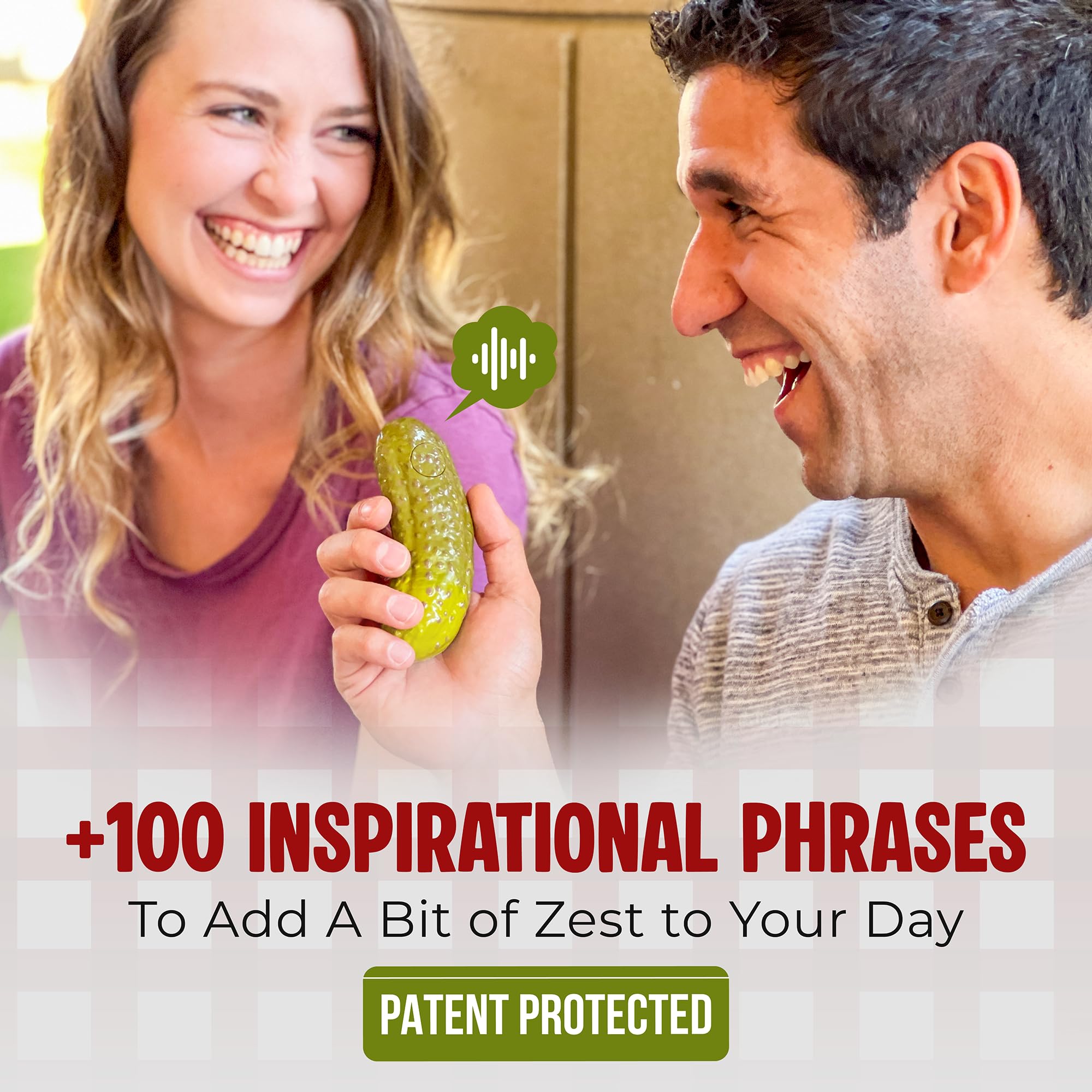 DR DINGUS Emotional Support Pickle - +100 Positive Inspirational Phrases - Press Button - Funny Family Friendly Gag Toy for Class, Office, Gift, Friends