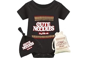 YSCULBUTOL Baby Twins Bodysuit Funny Ramen Outfit Noodle Funny Romper Baby Costume Jumpsuit Hat Bags