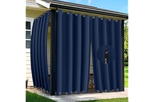 Arfntevss Outdoor Curtains for Patio Waterproof 2 Panels Blackout Extra Wide Curtains with Zipper Top & Bottom Grommet Sun Blocking Outdoor Privacy Drape for Gazebo Porch Pergola (110x84, Navy Blue)