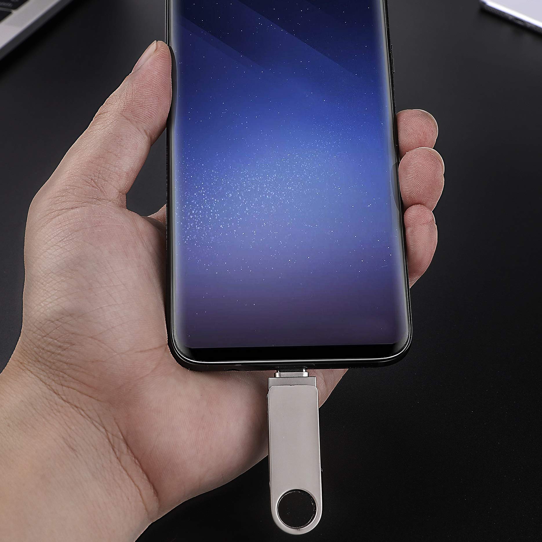 USB 3.0 Type C Flash Driver 32 GB, Tecnugiz 3-in-1, for Storage & Fast Data Transfer, Smartphone, Laptop, Tablet, 3 interfaces: Type C/USB 3.0/Micro-USB