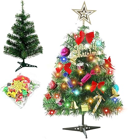 Amazon ミニ クリスマスツリー セット 卓上 50cm ストリングライト Led 飾りライト 電池式ledライト クリスマス オーナメント 組立簡単 収納便利 装飾 クリスマスグッズ 小型 屋内装飾 店 バー 部屋 商店 クリスマスツリー おもちゃ