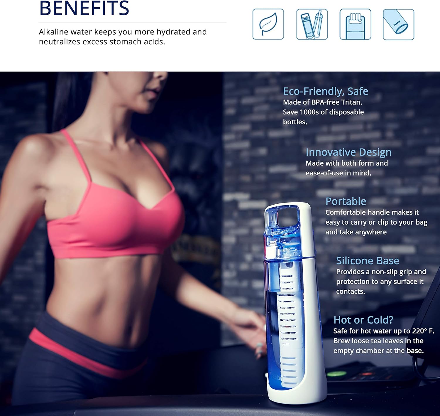 i-water Classic Portable 600 Alkaline Hydrogen Ionizer Bottle [600 ml/Blue]: Sports & Outdoors