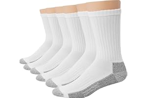 Hanes Men's Work Socks, Cushioned Crew Socks, Moisture-Wicking Socks & Odor Control, Black & White, 6 & 12 Pack Available