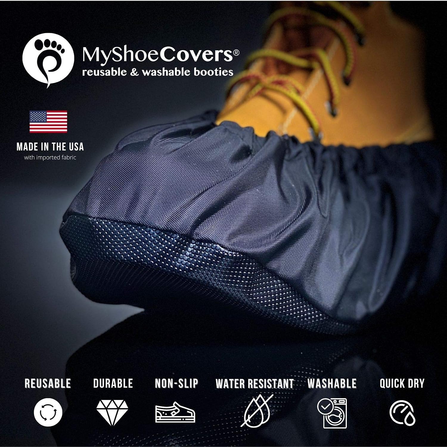 MyShoeCovers Premium Reusable Shoe and Boot Covers for Contractors - 1 Pair, Black, X Large, X-Large - Image 3